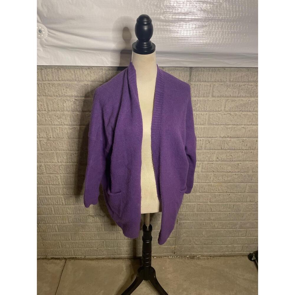 Look By M Purple Knit‎ Oversized Open Front Cardigan One Size